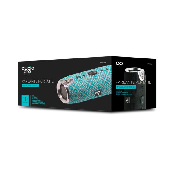 PARLANTE BLUETOOTH  PORTATIL AUDIOPRO CON ENTRADA SD/USB/FM/AUX . GREEN/GREY - Imagen 5