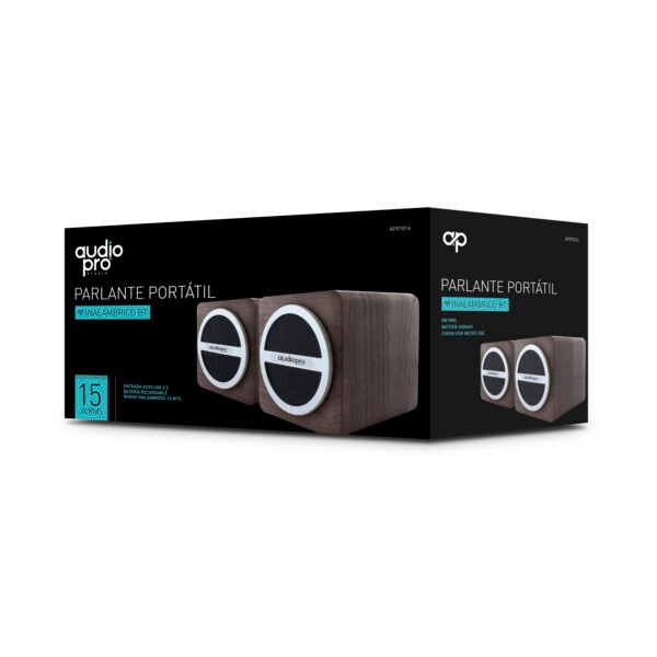 PAR DE PARLANTE BLUETOOTH  PORTATIL AUDIOPRO CON ENTRADA SD/USB/ RADIO FM. BLACK - Imagen 5
