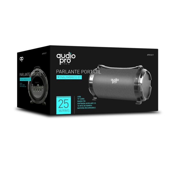 PARLANTE BLUETOOTH  PORTATIL AUDIOPRO CON ENTRADA SD/USB/ RADIO FM 10M DE ALCANCE. BLACK - Imagen 2