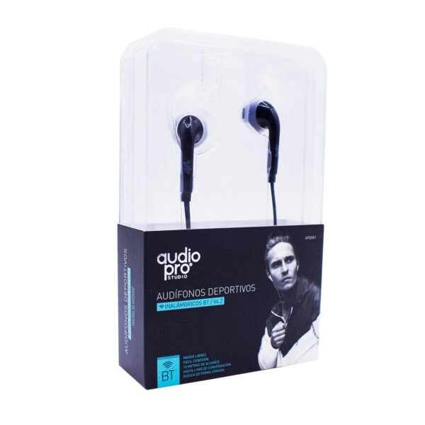 AUDIFONO AUDIOPRO BLUETOOTH IN/EAR V4.2 DEPORTIVOS, CONTROL DE LLAMADA Y VOLUMEN. BLACK - Imagen 4