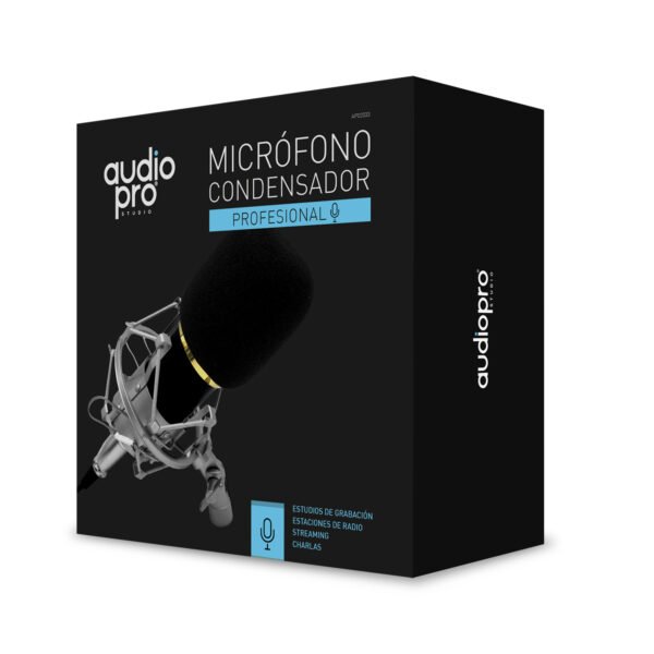 MICROFONO CONDENSADOR PROFESIONAL AUDIOPRO HOME STUDIO, CABLE 180CM - Imagen 3