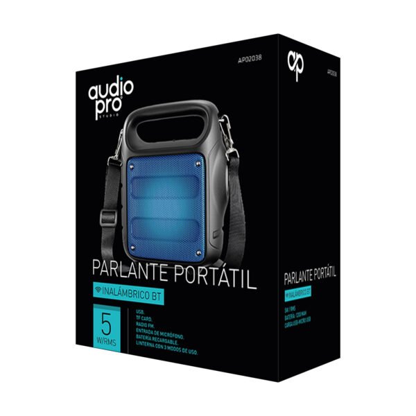 PARLANTE PORTATIL AUDIOPRO FM CON LINTERNA USB/SD/BATERIA RECARGABLE. RED - Imagen 2