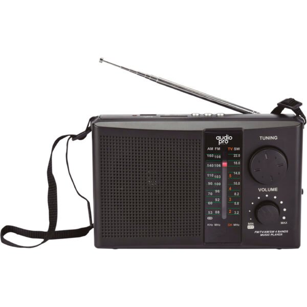 RADIO AUDIOPRO PORTATIL AM/FM/SW /USB /SD/BATERIA, CORREA TRANSPORTADORA, ANTENA TELESCOPICA