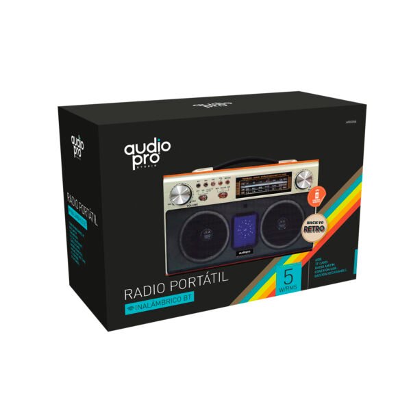 RADIO RETRO PORTATIL AUDIOPRO BLUETOOTH/ FM/USB/SD/ENTRADA AUX 3.5/ RECARGABLE. - Imagen 3