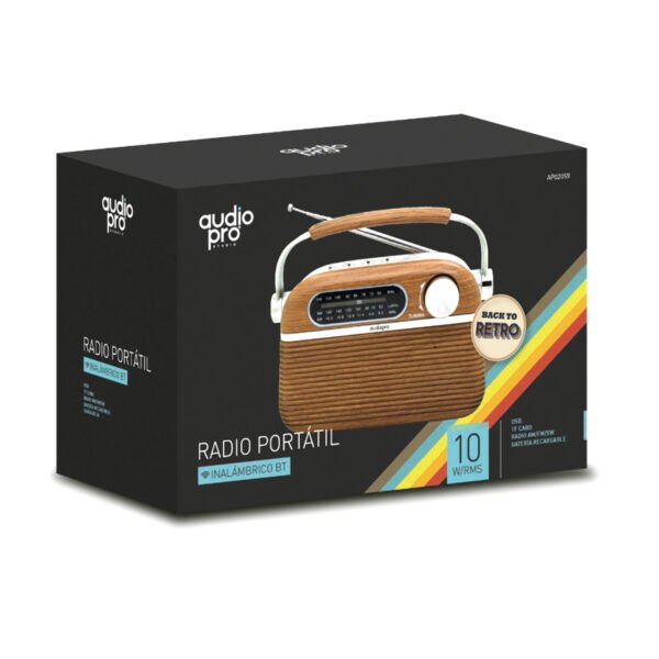 RADIO RETRO PORTATIL AUDIOPRO. BLUETOOTH/ FM/USB/SD/RECARGABLE. - Imagen 4