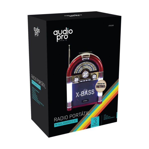 RADIO ROCKOLA FM DE 3 BANDAS AUDIOPRO CON USB/SD/BATERIA RECARGABLE - Imagen 2