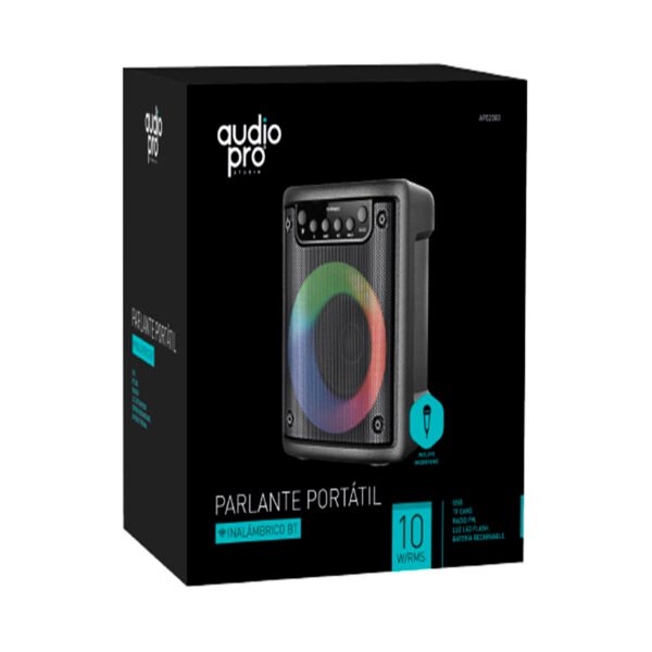 PARLANTE PORTATIL BLUETOOTH AUDIOPRO CON RGB/USB/SD/BATERIA RECARGABLE. BLACK - Imagen 2