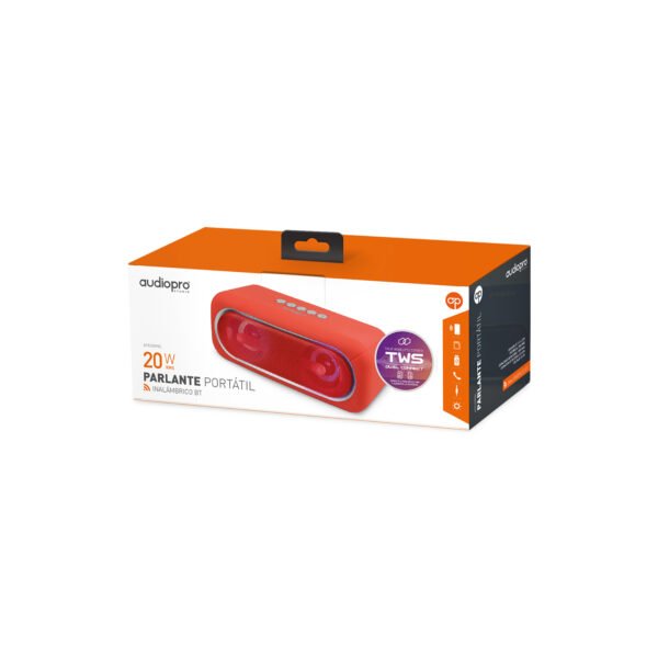 PARLANTE TWS BLUETOOTH  PORTATIL AUDIOPRO CON ENTRADA SD/USB/AUX RGB RED - Imagen 2