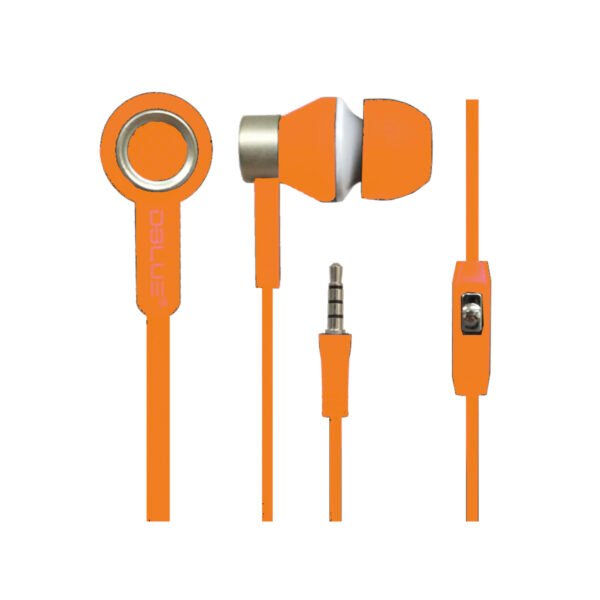 Audífonos ULTRALIGERO CABLE PLANO CON MANOS LIBRES. ORANGE