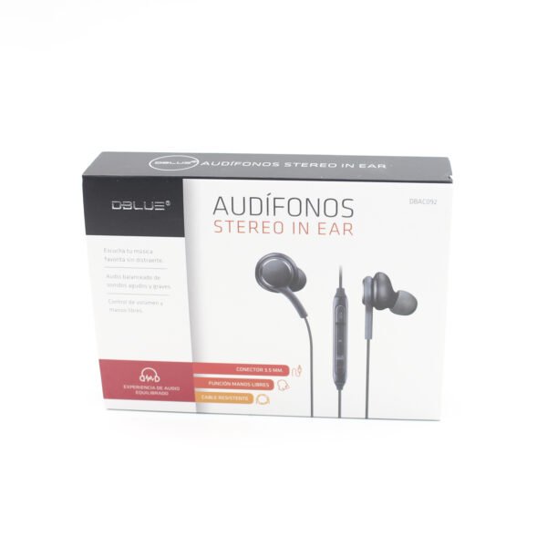 AUDIFONO DBLUE PLUG 3,5MM/GRAN SONIDO DE GRAVES Y AGUDOS/CONTROL DE VOLUMEN/CABLE 100CM APP, BLACK - Imagen 2
