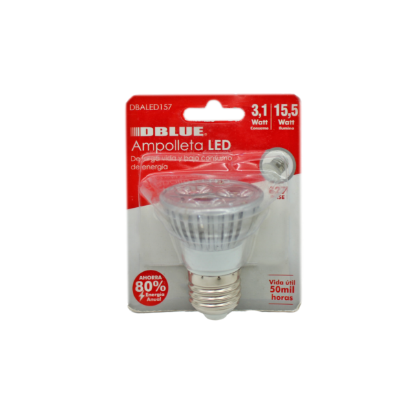 AMPOLLETA LED DBLUE CONSUME 3,1 WATT E ILUMINA 15,5 WATT. CONECTOR E27 - Imagen 5