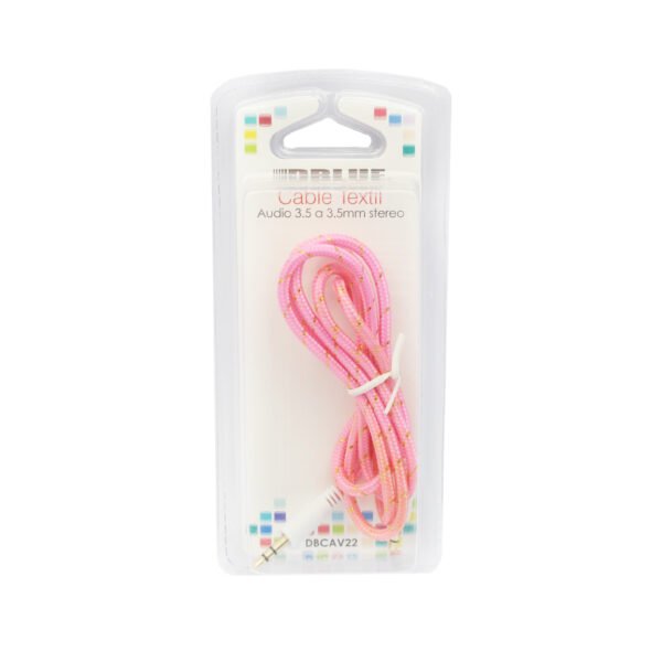 CABLE DBLUE TEXTIL RESISTENTE 1 MT  PLUG 3.5 A 3.5  PINK - Imagen 3