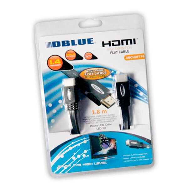 CABLE DBLUE 1.8M, HDMI A HDMI VERSION 1.4 CABLE FLAT - Imagen 2