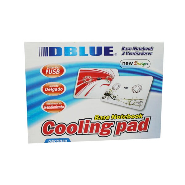 BASE DBLUE VENTILACION NOTEBOOK CON DISEÑO/ COLOR WHITE-RED (2 VENTILADORES) - Imagen 2