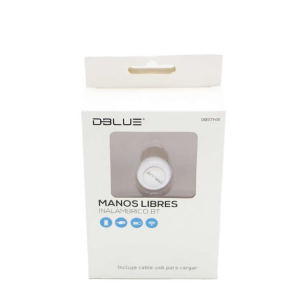 AURICULAR DBLUE MANOS LIBRES ELITE STYLE BLUETOOTH CON CABLE USB DE CARGA, 3 HRS EN CONVERSACION, WHITE - Imagen 2