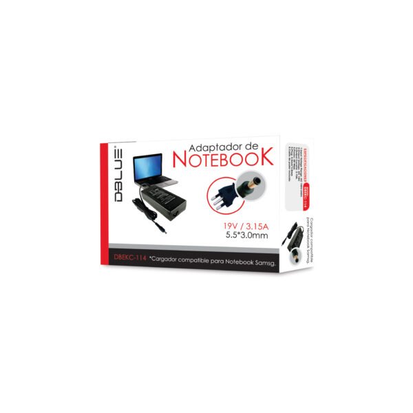 CARGADOR NOTEBOOK 19V/3,15A COMPATIBLE CON SAMSUNG(PIN 5.5*3.0*)