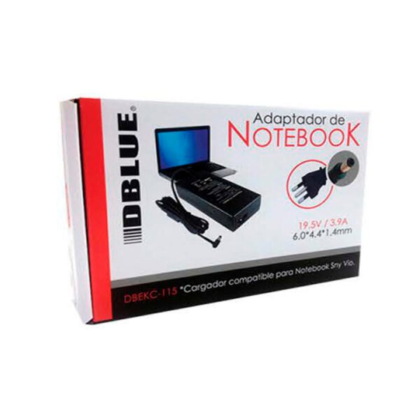 CARGADOR NOTEBOOK 19,5V/3,9A COMPATIBLE CON SONY VAIO(PIN 6.0*4.4*1.4)