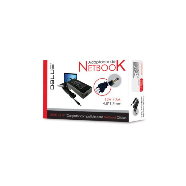 CARGADOR DBLUE NETBOOK 12V/3A COMPATIBLE CON OLIDATA(PIN 4.8*1.7)