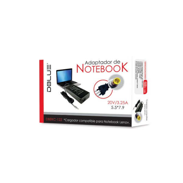 CARGADOR NOTEBOOK 20V/3,25A COMPATIBLE CON LENOVO (PIN 7,9-5,5)