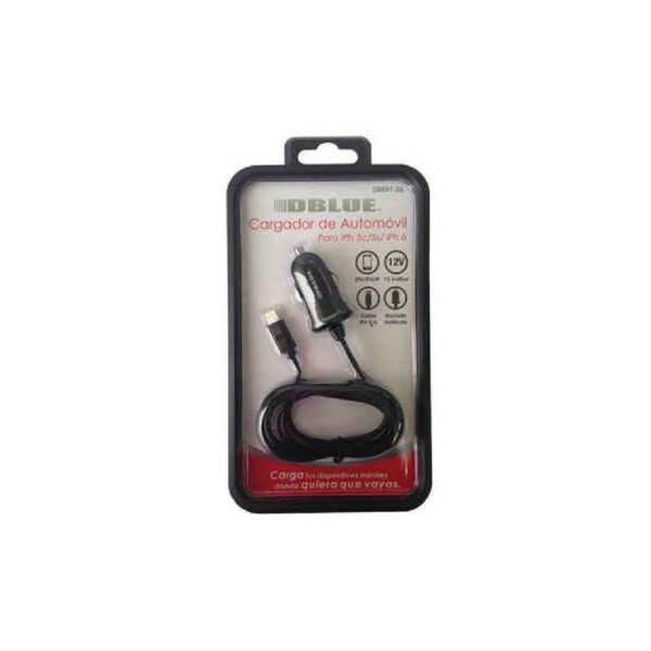 CARGADOR DE AUTOMOVIL DBLUE ENTRADA DOCK, SALIDA LIGHTNING, BLACK 1.2M - Imagen 2