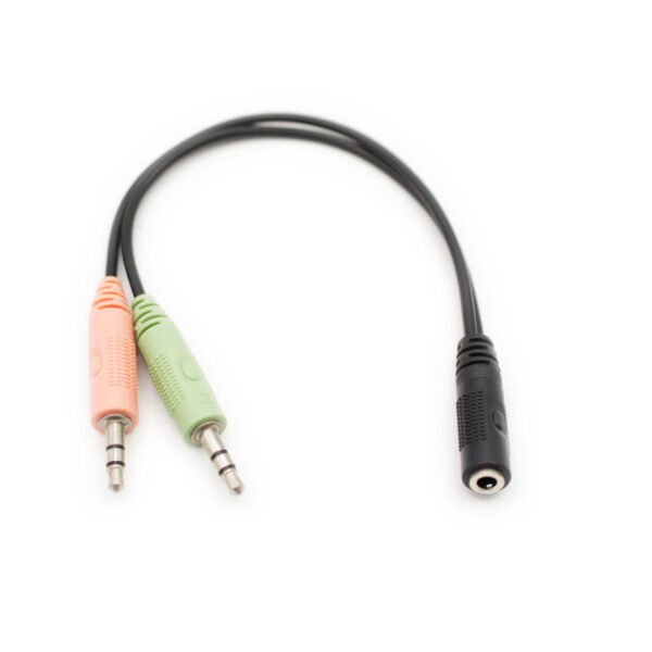 CABLE ADAPTADOR JACK HEMBRA 3.5 MM A JACK DOBLE MACHO PARA AURICULARES