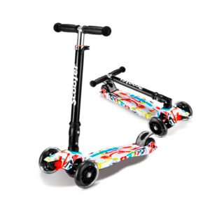 SCOOTER 4 RUEDAS CON LUZ, DISEÑO, MANILLAS DE GOMAS PARA MEJORAR AGARRE