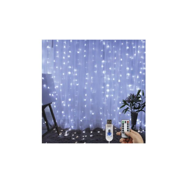 CORTINA DE LUZ LED BLANCO FRÍO CON CONECTOR USB - Imagen 2
