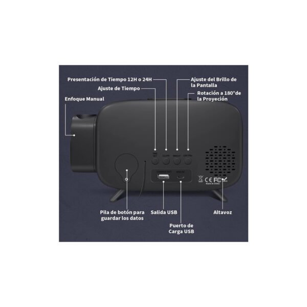 RADIO FM DESPERTADOR DIGITAL CON PROYECTOR DE LUZ HACIA EL TECHO - Imagen 3