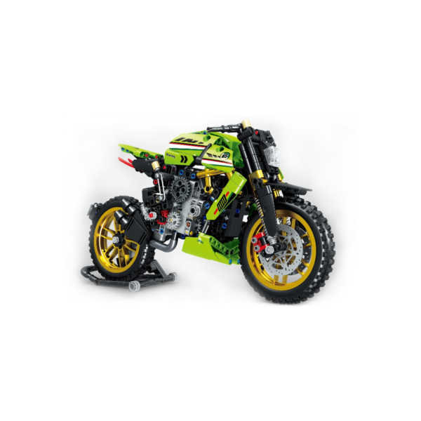 MOTOCICLETA DEPORTIVA DE BLOQUES ARMABLE VERDE - 640 PIEZAS - Imagen 3