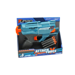 PISTOLA LANZA DARDOS CON 8 DARDOS, DESCARGA RAPIDA MOTORIZADA Y BALAS DE ESPUMA PARA MAYOR SEGURIDAD.
