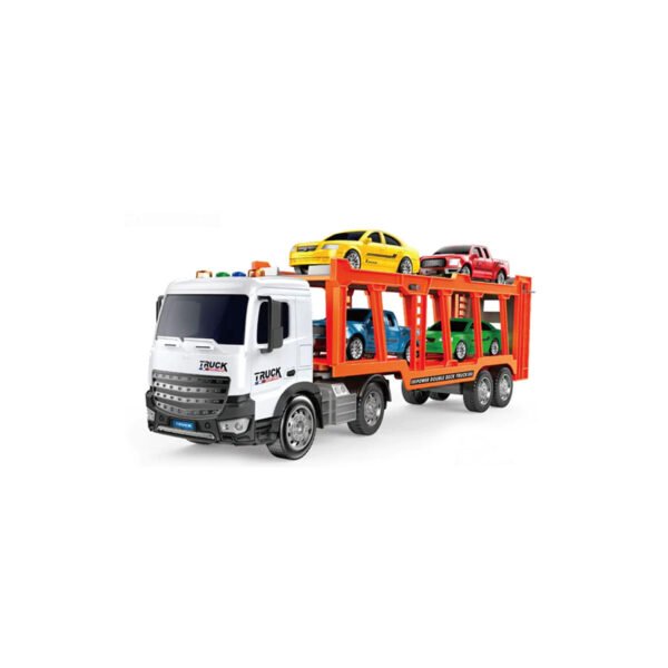 CAMION DE REMOLQUE A FRICCION CON LUZ Y SONIDO - INCLUYE 4 AUTOS - Imagen 5