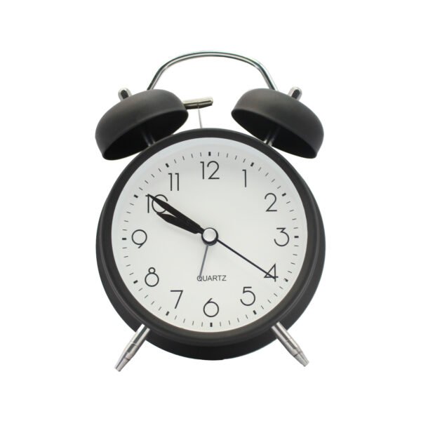 RELOJ DESPERTADOR ANALOGO SILENCIOSO CON LUZ Y CAMPANA BLACK
