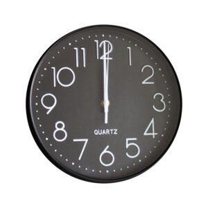 RELOJ DE PARED 25 CM  BLACK NUMEROS WHITE