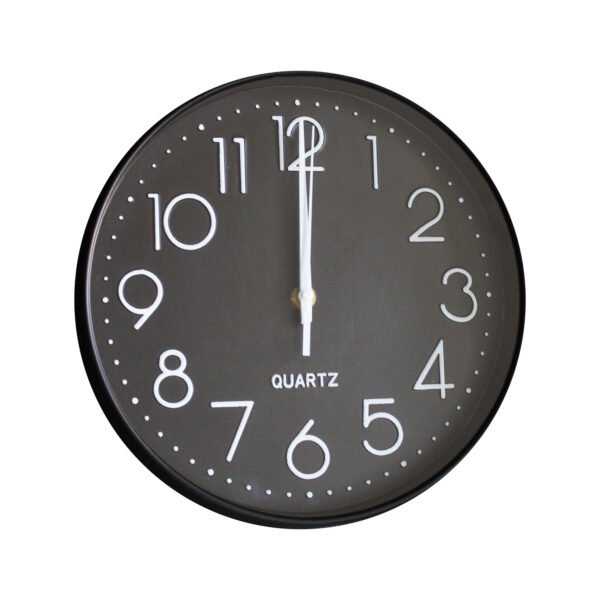 RELOJ DE PARED 25 CM  BLACK NUMEROS WHITE