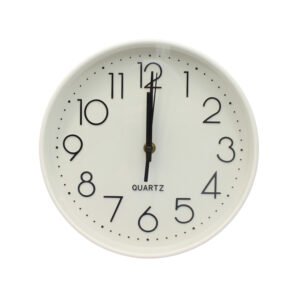 RELOJ DE PARED 25 CM  WHITE CON NUMEROS BLACK , MARCO WHITE