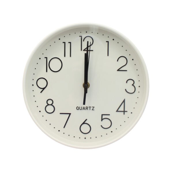 RELOJ DE PARED 25 CM  WHITE CON NUMEROS BLACK , MARCO WHITE