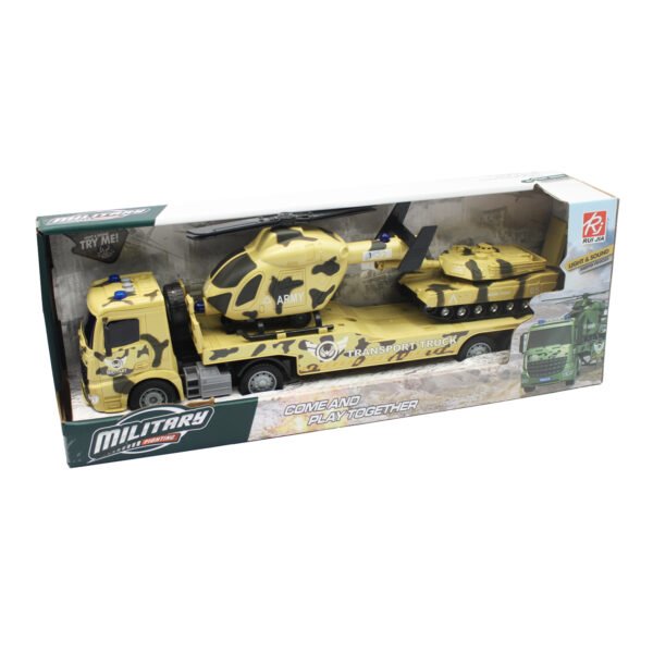 CAMION REMOLQUE A FRICCION CON TANQUE DE RUEDA LIBRE Y HELICOPTERO ESCALA 1:18 - Imagen 3