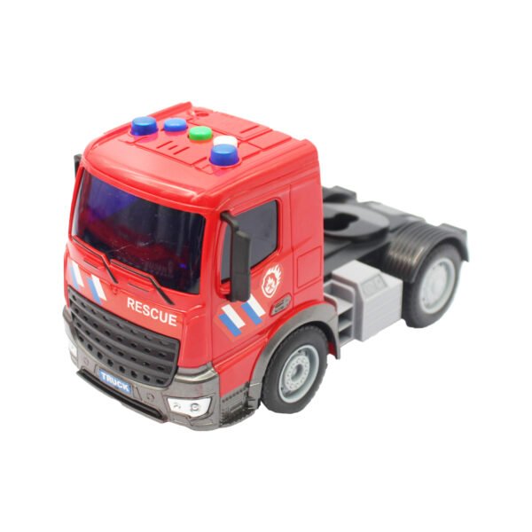 CAMION REMOLQUE A FRICCION CON AUTO DE RESCATE DE RUEDA LIBRE Y HELICOPTERO ESCALA 1:18 - Imagen 4