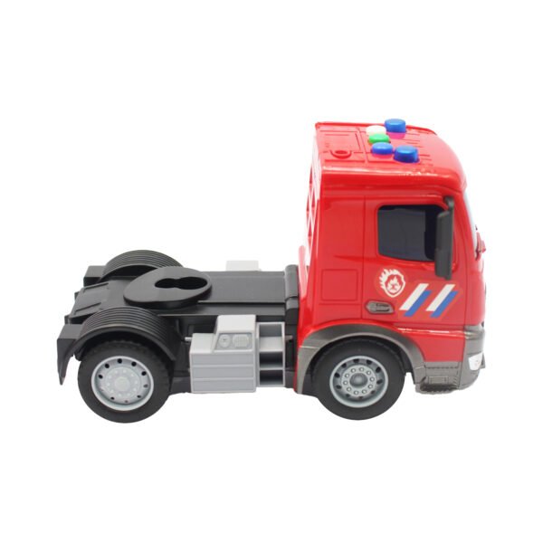 CAMION REMOLQUE A FRICCION CON AUTO DE RESCATE DE RUEDA LIBRE Y HELICOPTERO ESCALA 1:18 - Imagen 5
