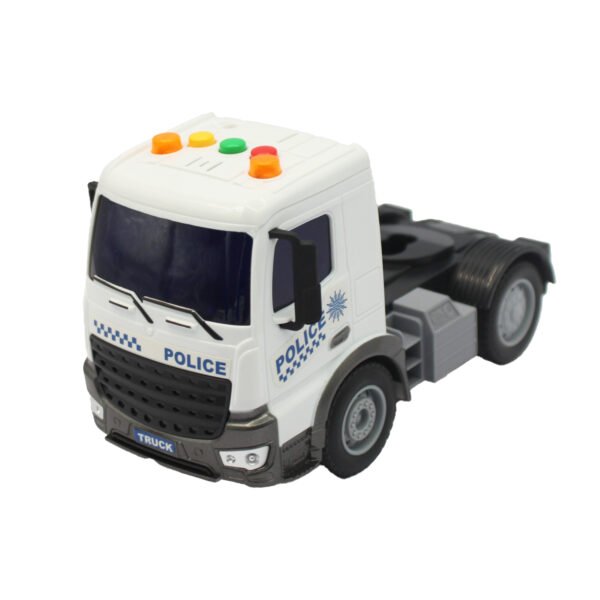 CAMION REMOLQUE A FRICCION CON AUTO POLICIA DE RUEDA LIBRE Y HELICOPTERO ESCALA 1:18 - Imagen 4
