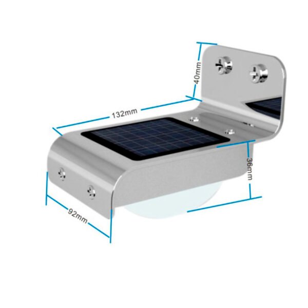 FOCO SOLAR EXTERIOR LED CON SENSOR DE MOVIMIENTO. CROMO. - Imagen 2