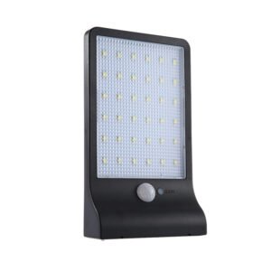 FOCO SOLAR EXTERIOR LED CON SENSOR DE MOVIMIENTO. BLACK.