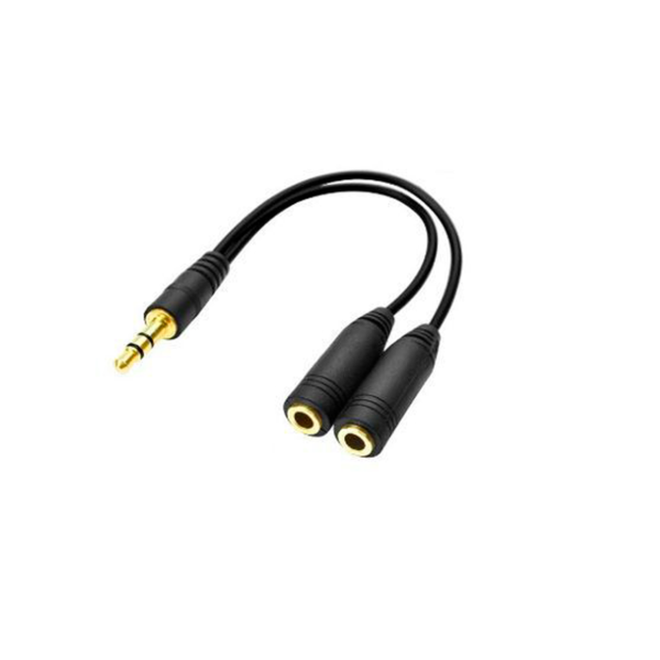CABLE ADAPTADOR 3,5MM AUDIO MACHO DOBLE HEMBRA AURICULAR MIC - Imagen 2