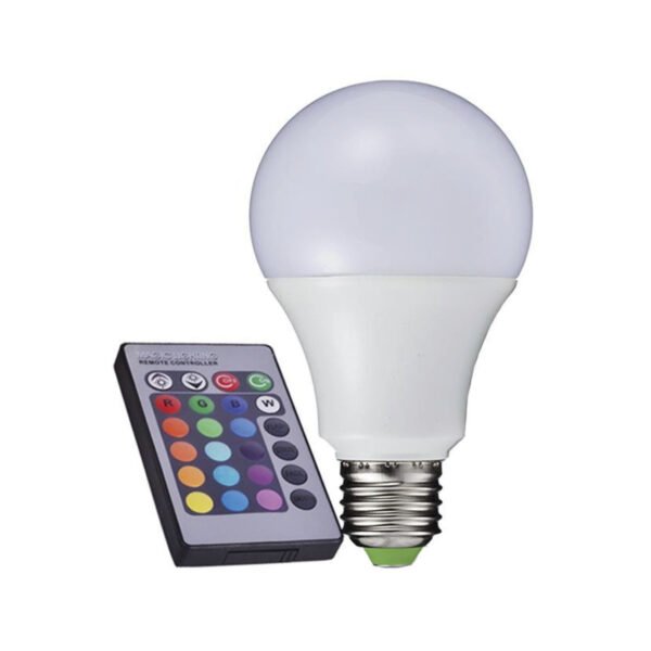 AMPOLLETA LED RGB MULTICOLOR  CON CONTROL REMOTO  E27