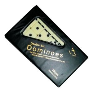 DOMINO EN CAJA DE PLASTICO ENGOMADA CON BROCHE, 28 PIEZAS, IDEAL PARA FAMILIA.40*20*6MM