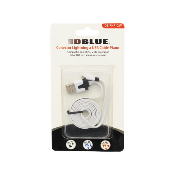 CABLE PLANO USB A LIGHTNING 100 CM APP WHITE - Imagen 3