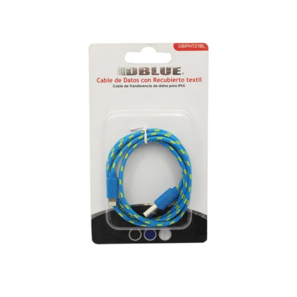 CABLE USB TEXTIL PARA IPHONE 5 /IPAD BLUE - Imagen 2