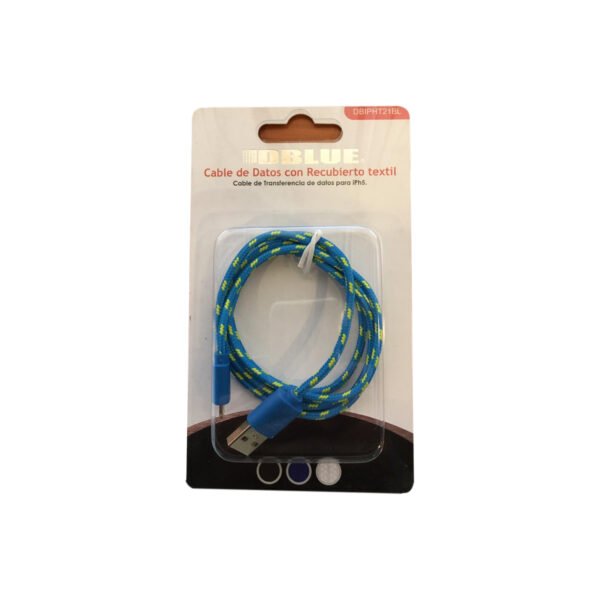 CABLE USB TEXTIL PARA IPHONE 5 /IPAD BLUE - Imagen 4