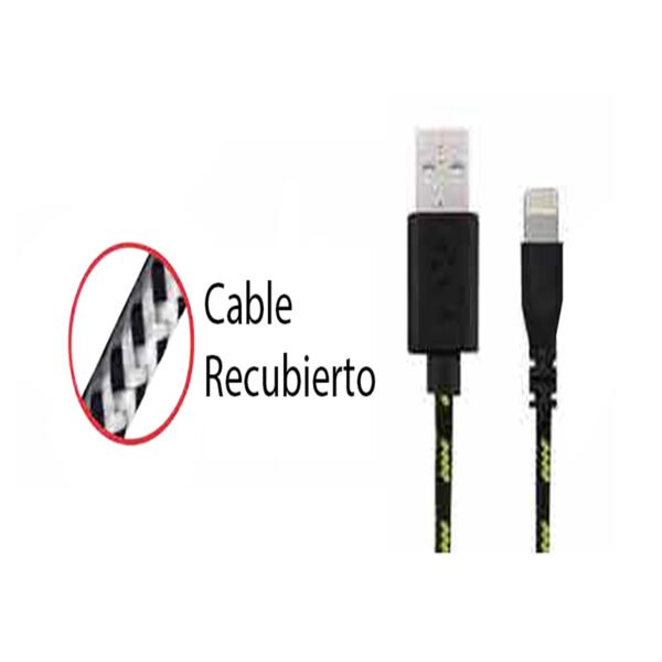 CABLE USB A LIGHTNING TRENZADO, 100CM APP, BLACK - Imagen 2