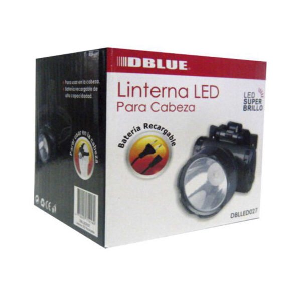 LINTERNA LED DBLUE SUPER BRILLO PARA CABEZA RECARGABLE - Imagen 2
